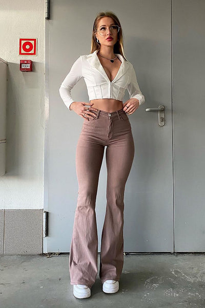 Santorini Super Stretch Flare Jeans - Mocha