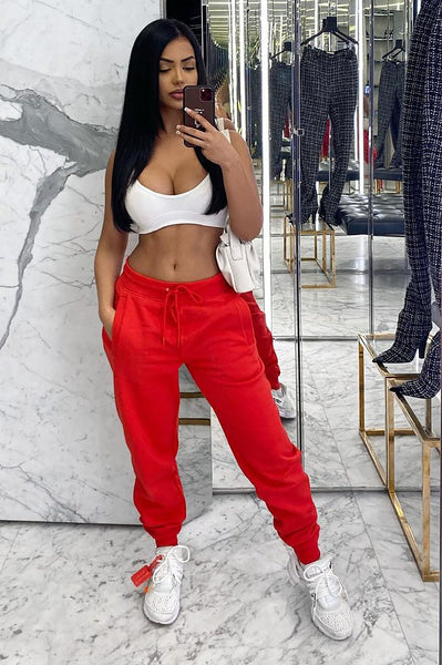 Stole Your Boyfriend's Oversized Jogger - Red