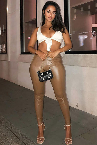 Teyana Leather Like Leggings - Chocolate