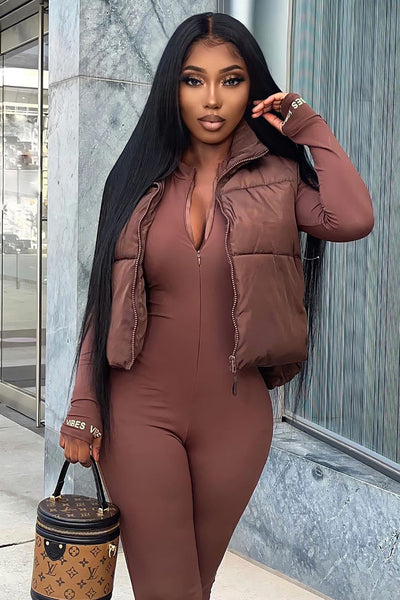 The Best Vibe Jumpsuit - Brown