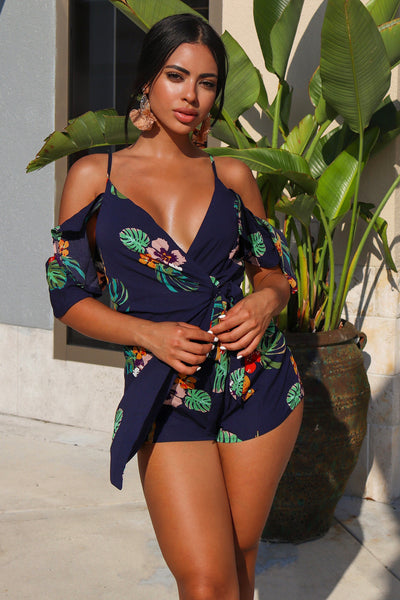 Vidette Floral Romper - Navy