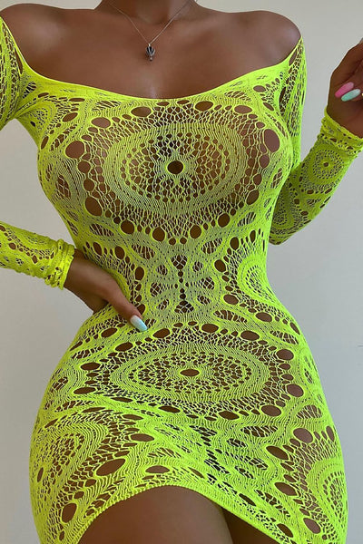 Wild Soul Swim Cover Up Dress - Neon Yellow