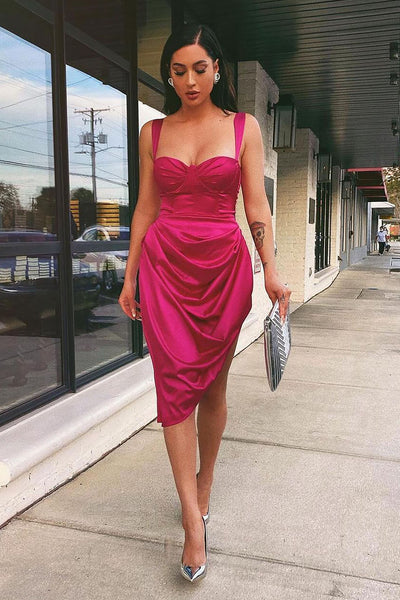 With Love Satin Midi Dress - Magenta