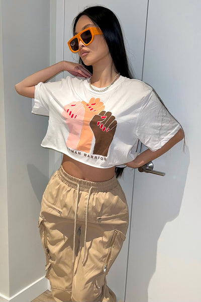 Woman Warrior Crop Top - White