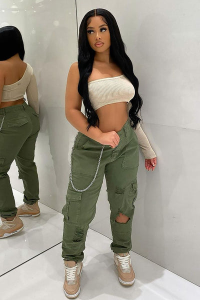 Yes Ma'am Cargo Joggers - Olive