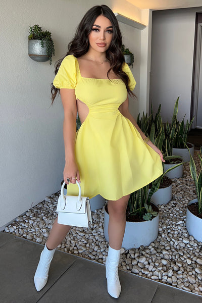 Your Cup Of Tea Mini Dress - Yellow