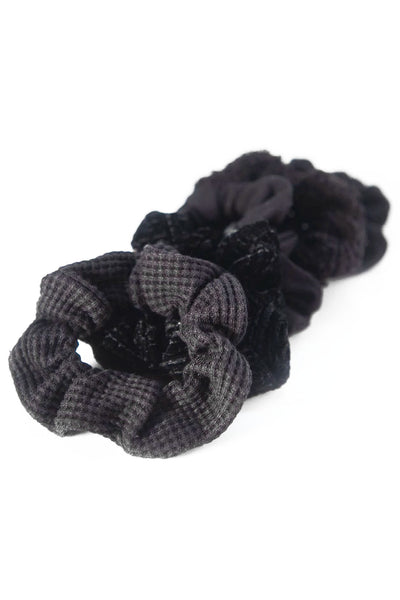 kitsch Textured Scrunchie Set - Black