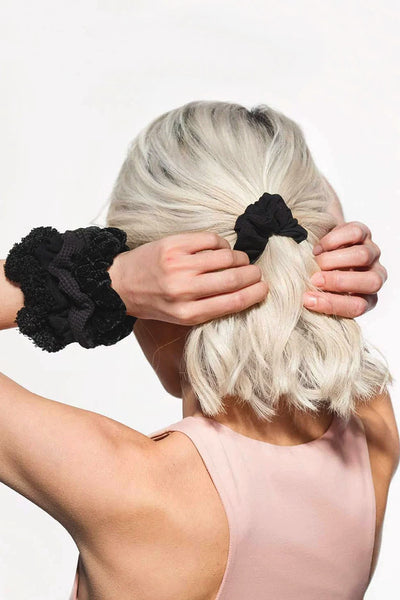 kitsch Textured Scrunchie Set - Black